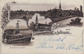 Hier geht es zur Karte mit dem Motiv 'Ganz neue katholische Kirche und Bahnlinie' Hier geht es zur Karte mit dem Motiv 'Ganz neue katholische Kirche und Bahnlinie'
