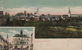 Hier geht es zur Karte mit dem Motiv 'Rathaus und Panorama in colorierter Ansicht' Hier geht es zur Karte mit dem Motiv 'Rathaus und Panorama in colorierter Ansicht'