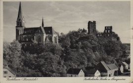 Hier geht es zur Karte mit dem Motiv 'Burgberg mit katholischer Kirche und Ruine' Hier geht es zur Karte mit dem Motiv 'Burgberg mit katholischer Kirche und Ruine'