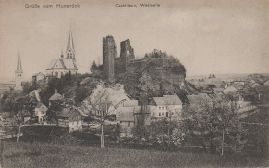 Hier geht es zur Karte mit dem Motiv 'Junge Bäume vor alter Burgruine' Hier geht es zur Karte mit dem Motiv 'Junge Bäume vor alter Burgruine'