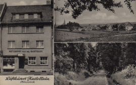Hier geht es zur Karte mit dem Motiv 'Panorama mit Waldweg und Metzgerei' Hier geht es zur Karte mit dem Motiv 'Panorama mit Waldweg und Metzgerei'