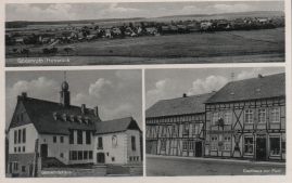 Hier geht es zur Karte mit dem Motiv 'Panorama, Gemeindehaus und ein Gasthaus' Hier geht es zur Karte mit dem Motiv 'Panorama, Gemeindehaus und ein Gasthaus'