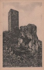 Hier geht es zur Karte mit dem Motiv 'Der Bergfried Koppenstein mit einem Felsen' Hier geht es zur Karte mit dem Motiv 'Der Bergfried Koppenstein mit einem Felsen'