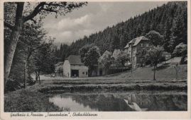 Hier geht es zur Karte mit dem Motiv 'Gasthaus Tannenheim mit Fischteich'