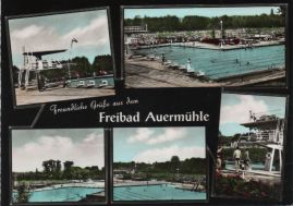 Hier geht es zur Karte mit dem Motiv 'Fünf Bilder des Freibads Auermühle' Hier geht es zur Karte mit dem Motiv 'Fünf Bilder des Freibads Auermühle'