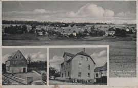 Hier geht es zur Karte mit dem Motiv 'Ein Panorama, die Schule und das Geschäft' Hier geht es zur Karte mit dem Motiv 'Ein Panorama, die Schule und das Geschäft'