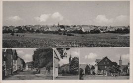 Hier geht es zur Karte mit dem Motiv 'Panorama, Kirche und zwei Straßenbilder' Hier geht es zur Karte mit dem Motiv 'Panorama, Kirche und zwei Straßenbilder'