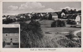 Hier geht es zur Karte mit dem Motiv 'Ein unbekanntes Haus und ein Dorfpanorama' Hier geht es zur Karte mit dem Motiv 'Ein unbekanntes Haus und ein Dorfpanorama'