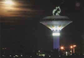 Hier geht es zur Karte mit dem Motiv 'Beleuchteter Hund auf Wasserturm' Hier geht es zur Karte mit dem Motiv 'Beleuchteter Hund auf Wasserturm'