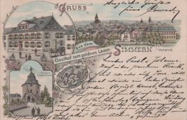 Hier geht es zur Karte mit dem Motiv 'Gasthof, Schinderhannesturm und ein Panorama' Hier geht es zur Karte mit dem Motiv 'Gasthof, Schinderhannesturm und ein Panorama'
