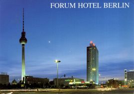Hier geht es zur Karte mit dem Motiv 'Hotel und Fernsehturm am Abend' Hier geht es zur Karte mit dem Motiv 'Hotel und Fernsehturm am Abend'