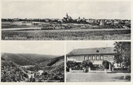 Hier geht es zur Karte mit dem Motiv 'Dorfpanorama, ein Tal und ein Gasthaus' Hier geht es zur Karte mit dem Motiv 'Dorfpanorama, ein Tal und ein Gasthaus'